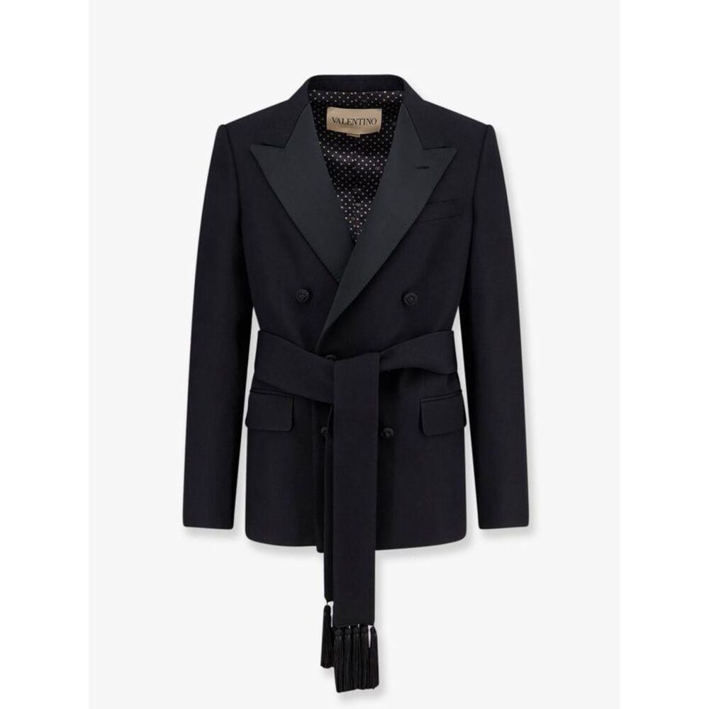 Valentino Men Virgin Wool Blazer With Belt